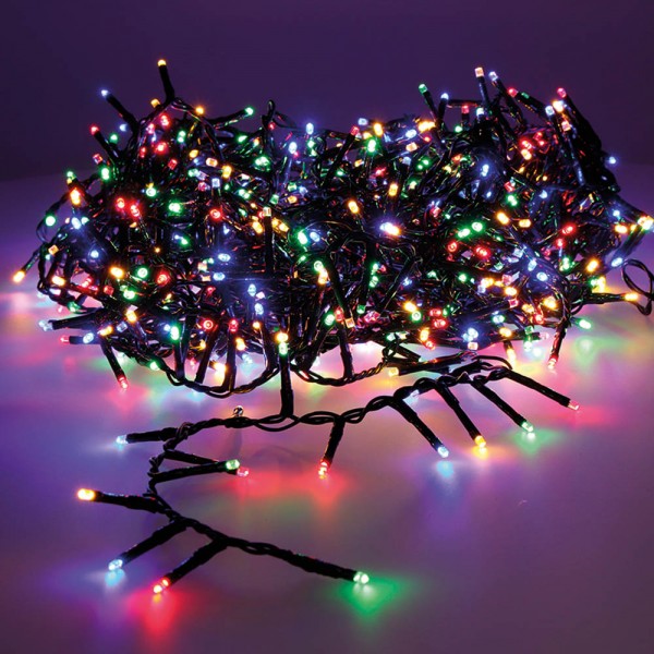 Guirnalda multifunción, uso exterior, led compact, multicolor, cable verde, 500 leds, 16 m
