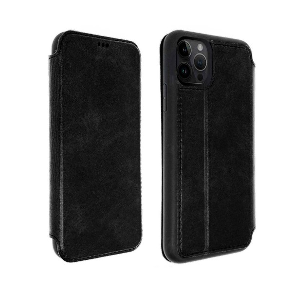 Akashi funda trasera de cuero en color negro / apple iphone 14 pro max