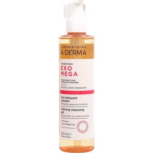 A-Derma Exomega Facial Gel Limpiador Calmante  200 ml